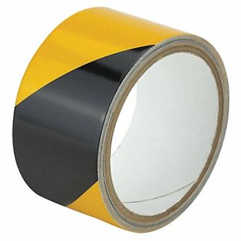 GRAINGER APPROVED Floor Tape Black/Yellow 2 inx15 ft Roll, 452A80