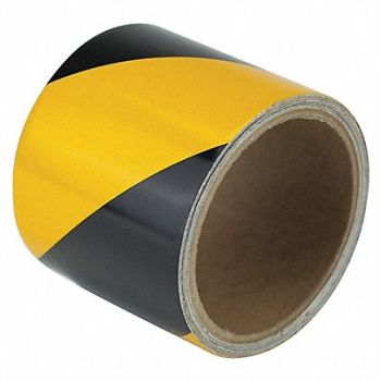 GRAINGER APPROVED Floor Tape Black/Yellow 3 inx15 ft Roll, 452A82