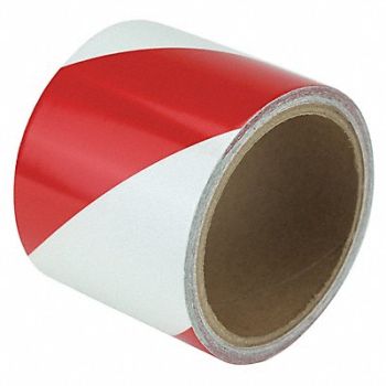 GRAINGER APPROVED Floor Tape Red/White 3 inx15 ft Roll, 452A83