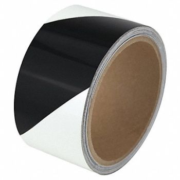 GRAINGER APPROVED Floor Tape Black/White 2 inx15 ft Roll, 452C08