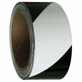 GRAINGER APPROVED Floor Tape Black/White 2 inx15 ft Roll, 452C09