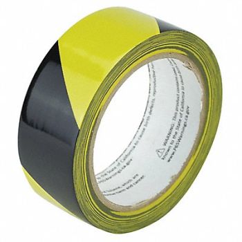 GRAINGER APPROVED Floor Tape Black/Yellow 1.5inx54 ft Roll, 452C34