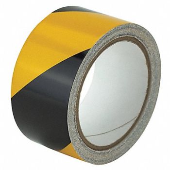 GRAINGER APPROVED Floor Tape Black/Yellow 2 inx30 ft Roll, 452C36