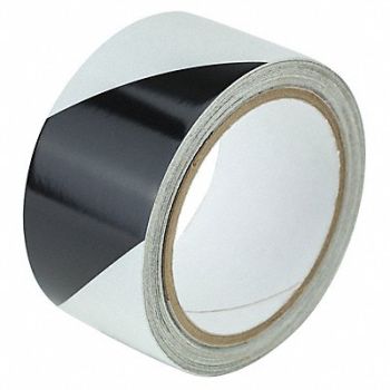 GRAINGER APPROVED Floor Tape Black/White 2 inx30 ft Roll, 452C37