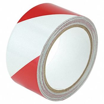 GRAINGER APPROVED Floor Tape Red/White 2 inx30 ft Roll, 452C38