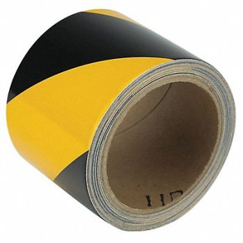 GRAINGER APPROVED Floor Tape Black/Yellow 3 inx30 ft Roll, 452C42