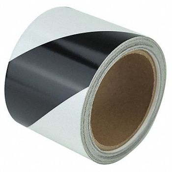 GRAINGER APPROVED Floor Tape Black/White 3 inx30 ft Roll, 452C43