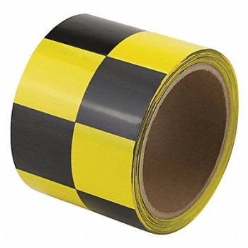 GRAINGER APPROVED Floor Tape Black/Yellow 3 inx54 ft Roll, 452C82