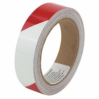 GRAINGER APPROVED Floor Tape Red/White 1 inx30 ft Roll, 452C97