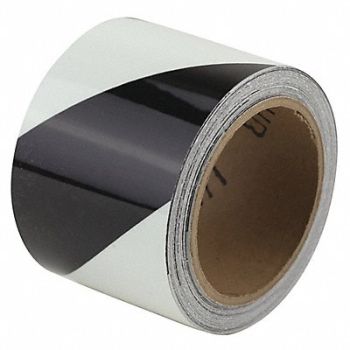 GRAINGER APPROVED Floor Tape Black/White 3 inx30 ft Roll, 452D01