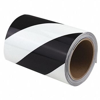 GRAINGER APPROVED Floor Tape Black/White 6 inx30 ft Roll, 452D02
