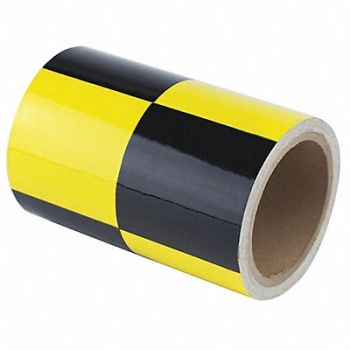 GRAINGER APPROVED Floor Tape Black/Yellow 6 inx54 ft Roll, 452D40