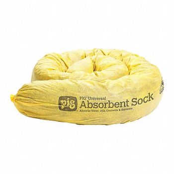 PIG Absorbent Sock Yellow 3 Dia PK12, 452L53