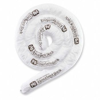 PIG Absorbent Sock White 3 Dia PK6, 452L90
