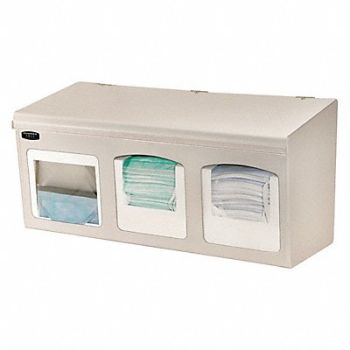 BOWMAN DISPENSERS Face Mask Dispenser 3 Compartments Beige, 452N01