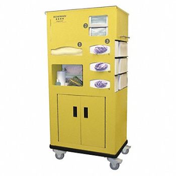 BOWMAN DISPENSERS Isolation Cart Aluminum Yellow 53-5/32 H, 452N08