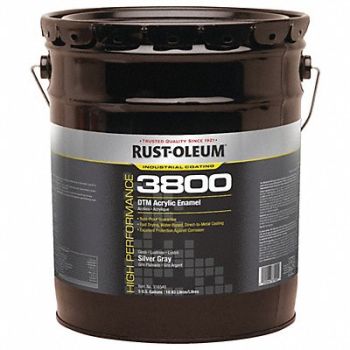 RUST-OLEUM J6598 Acrylic Enamel Coating Silver Gray 5 gal, 454H35