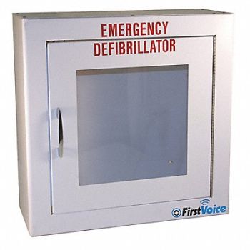 FIRST VOICE Defibrillator Storage Cabinet White, 454H85
