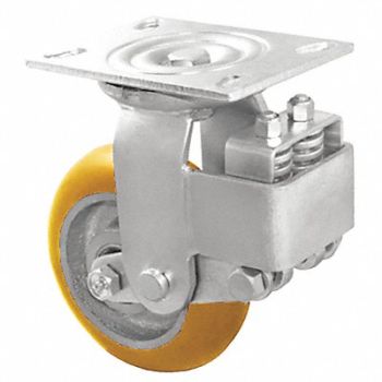 GRAINGER APPROVED Shock-Absorbing Plate Caster Rigid, 454Y23