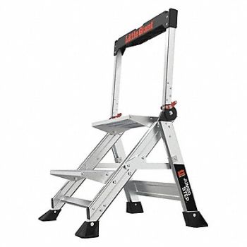 LITTLE GIANT Folding Step 375 lb Ld Cap. Aluminum, 455C38