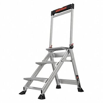 LITTLE GIANT Folding Step 375 lb Ld Cap. Aluminum, 455C39