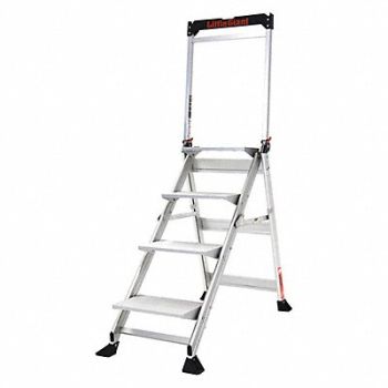 LITTLE GIANT Folding Step 375 lb Ld Cap. Aluminum, 455C40