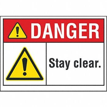 LYLE Stay Clear Danger Rflct Label 7inx10in, 62TK56