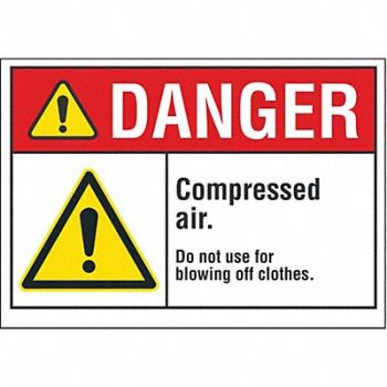 LYLE CompressAirDanger Lbl 5x7in Polyester, 62TJ32