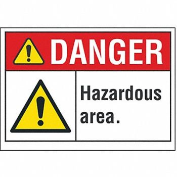 LYLE Hazard Area Danger Lbl 5x7in Polyester, 62TJ68
