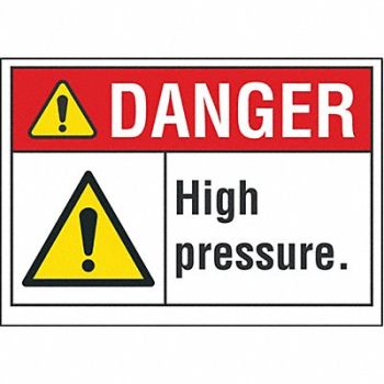 LYLE High Pressure Danger Rflct Lbl 5inx7in, 62TJ98