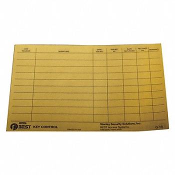 BEST Key Authorization Card Paper For Keys, 455W07