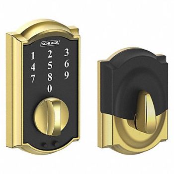 SCHLAGE RESIDENTIAL Electronic Lock Deadbolt Bright Brass, 457F59