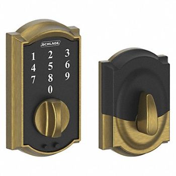 SCHLAGE RESIDENTIAL Electronic Lock Deadbolt Antique Brass, 457F60