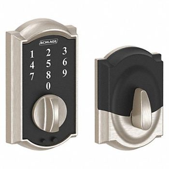 SCHLAGE RESIDENTIAL Electronic Lock Deadbolt Satin Nickel, 457F61