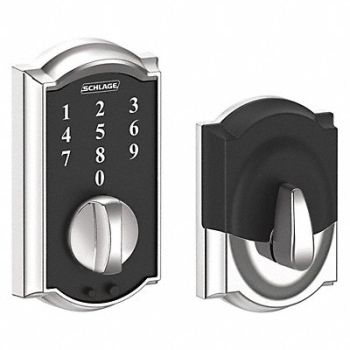 SCHLAGE RESIDENTIAL Electronic Lock Deadbolt Bright Chrome, 457F63