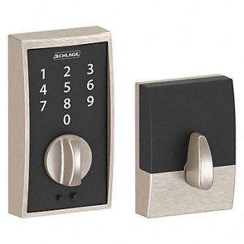 SCHLAGE RESIDENTIAL Electronic Lock Deadbolt Satin Nickel, 457F65