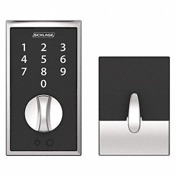 SCHLAGE RESIDENTIAL Electronic Lock Deadbolt Bright Chrome, 457F67