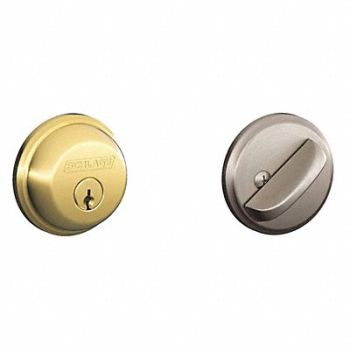 SCHLAGE RESIDENTIAL Deadbolt Bright Brass / Satin Nickel, 457F78