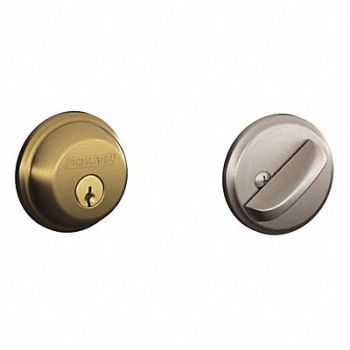 SCHLAGE RESIDENTIAL Deadbolt Antique Brass / Satin Nickel, 457F79