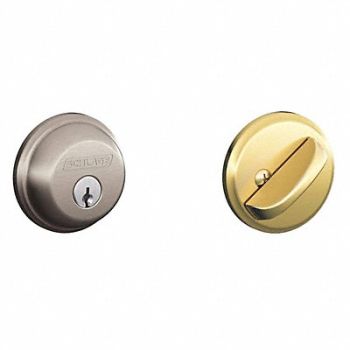 SCHLAGE RESIDENTIAL Deadbolt Bright Brass / Satin Nickel, 457F83