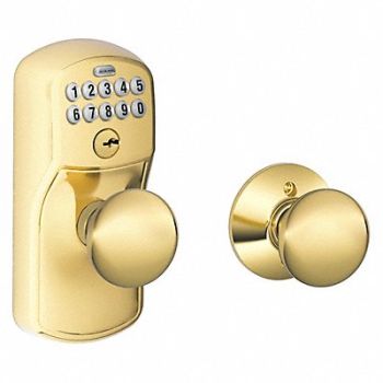 SCHLAGE RESIDENTIAL Knob Lockset Brass Passage Function Gr 2, 457F94