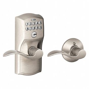 SCHLAGE RESIDENTIAL Electronic Lock Lever Satin Nickel, 457G03