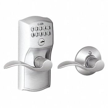 SCHLAGE RESIDENTIAL Electronic Lock Lever Satin Chrome, 457G05