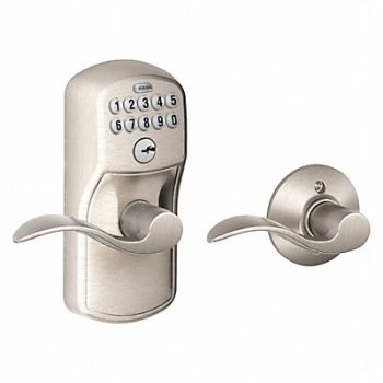 SCHLAGE RESIDENTIAL Electronic Lock Lever Satin Nickel, 457G08