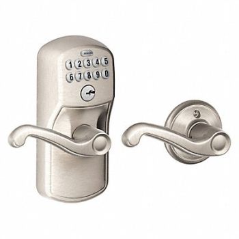 SCHLAGE RESIDENTIAL Electronic Lock Lever Satin Nickel, 457G09