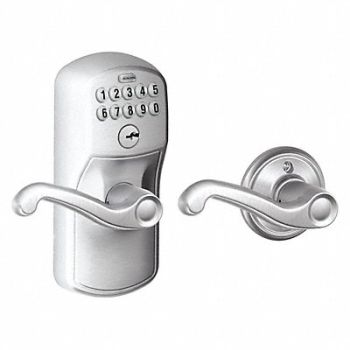 SCHLAGE RESIDENTIAL Electronic Lock Lever Satin Chrome, 457G10
