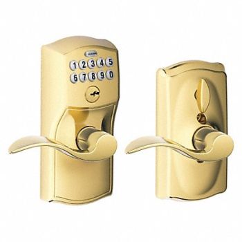 SCHLAGE RESIDENTIAL Electronic Lock Lever Bright Brass, 457G12
