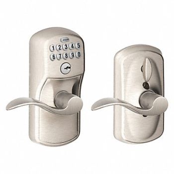 SCHLAGE RESIDENTIAL Electronic Lock Lever Satin Nickel, 457G20