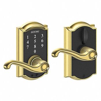 SCHLAGE RESIDENTIAL Electronic Lock Lever Bright Brass, 457G25