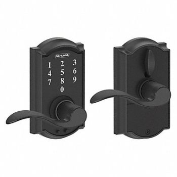 SCHLAGE RESIDENTIAL Electronic Lock Lever Black Powder Coat, 457G30